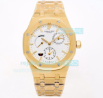 Swiss Clone Audemars Piguet Dual Time Gold Watch White Dial 41MM